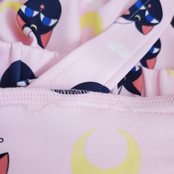 HOT TOPIC SAILOR MOON LUNA & MOONS PINK SUSPENDERS SKIRT IRIDESCENT WOMENS  (XL) - Picture 7 of 15